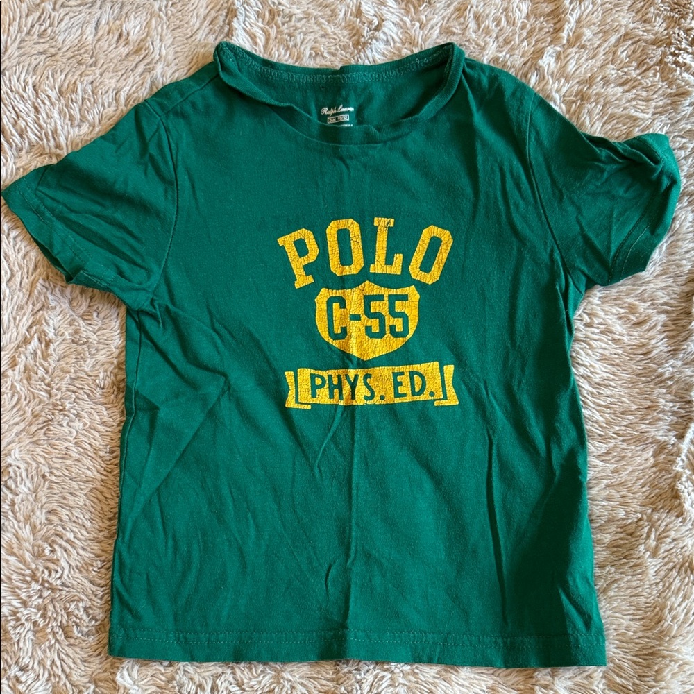 Ralph Lauren 2t Green Kids Polo Tee with Yellow Print
